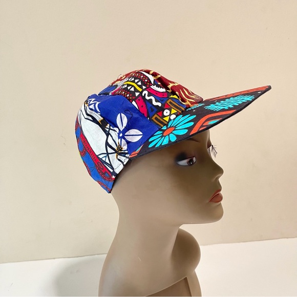 African Print Ankara Multicolor Patchwork Colorful Handmade Baseball Cap - Picture 2 of 10